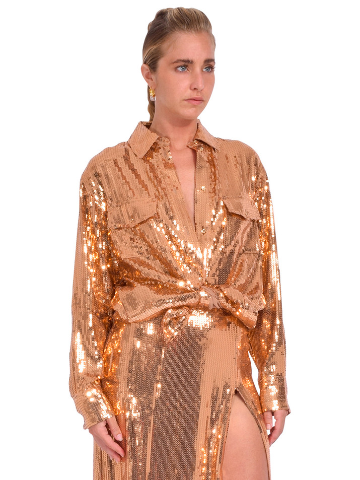 RETROFETE Carlotta Sequin Top in Nude Side View 
