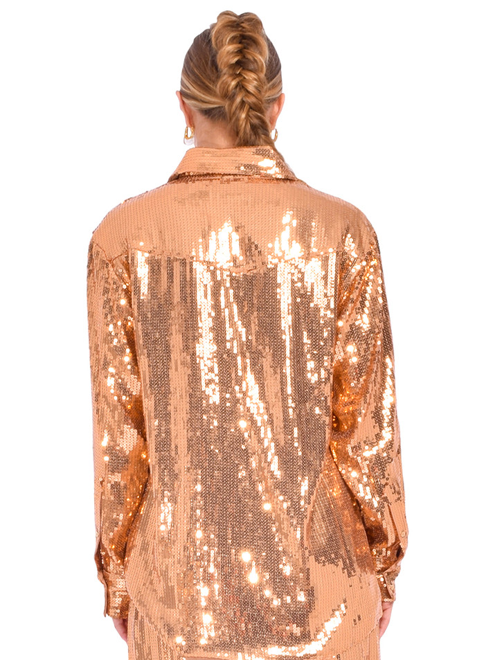 RETROFETE Carlotta Sequin Top in Nude Back View 