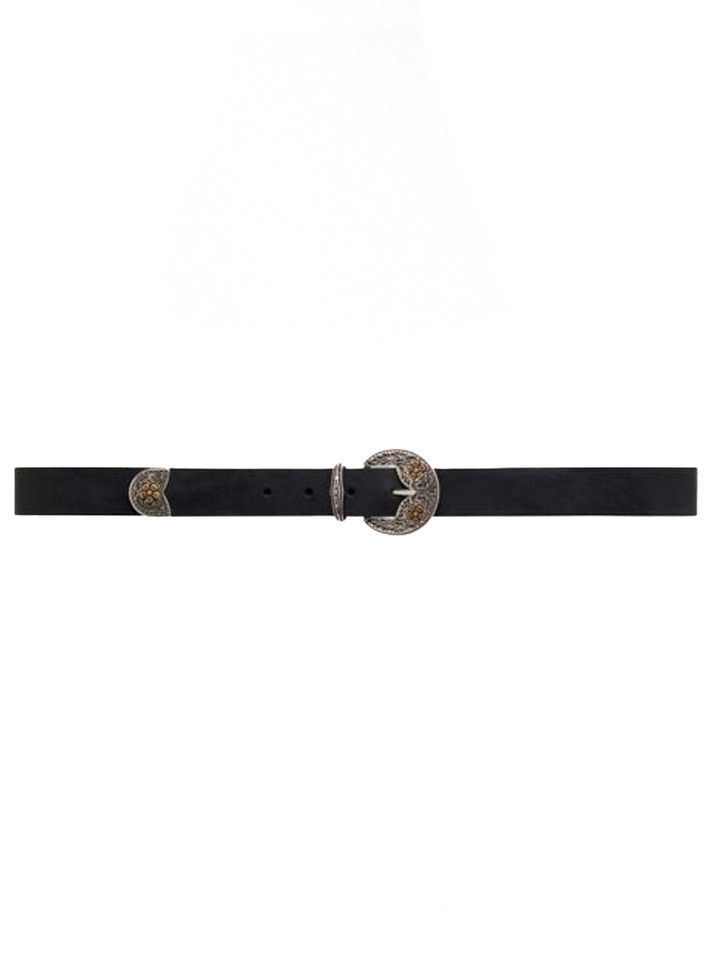 BA&SH Barty Belt in Noir Front View 
