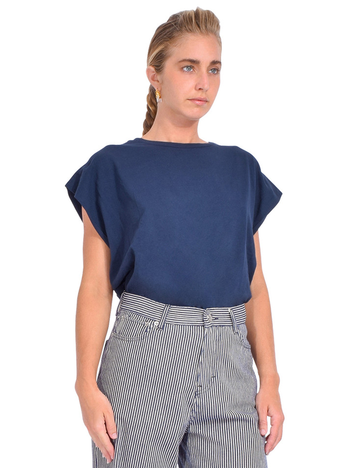 BELLEROSE Vice T-Shirt in Parker Blue Side View 

