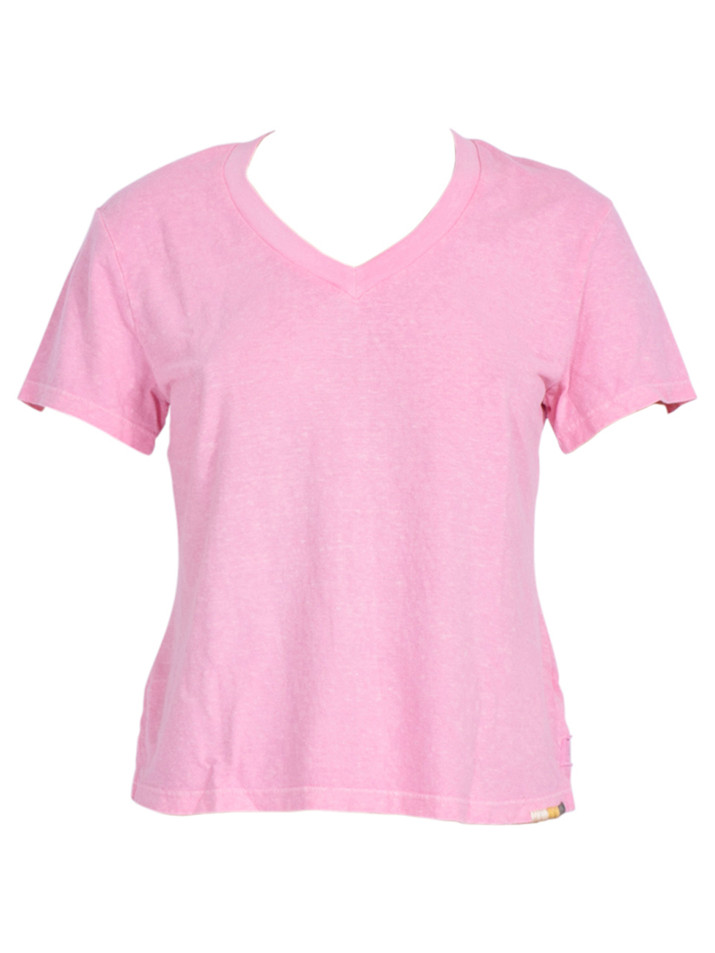 RAGABOND Hemp V-Neck Tee in Pinkish Product Shot 