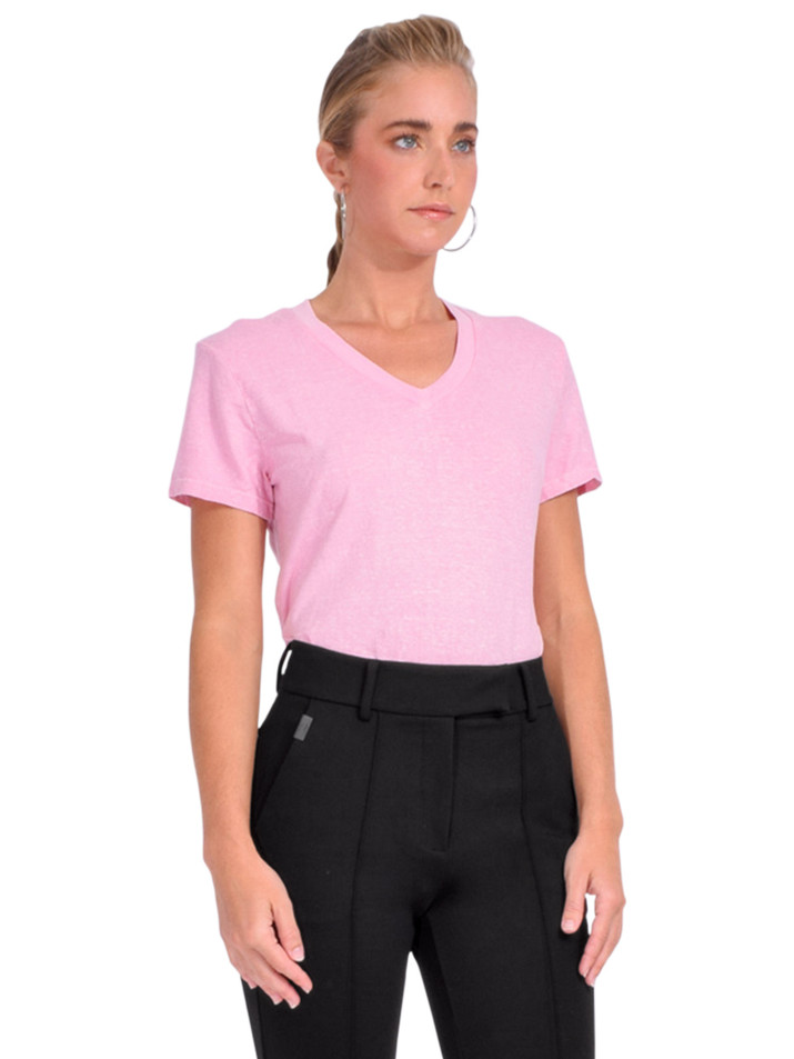 RAGABOND Hemp V-Neck Tee in Pinkish Side View 