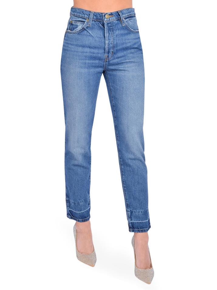 FRAME Le Mec Jeans in Cadence Blue Side View 

