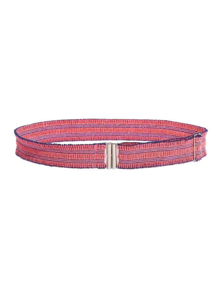 BELLEROSE Vibic Belt in Pink/ Purple Stripe Front View 