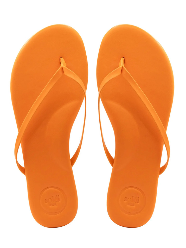 SOLEIL SEA Indie Classic Thin Strap Sandal in Sun Kiss Orange Top View 