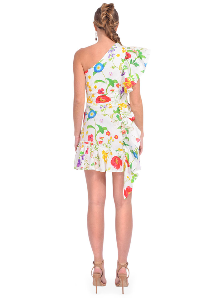 LALIBELA Antonietta Dress in White/Multi Floral Back View 

