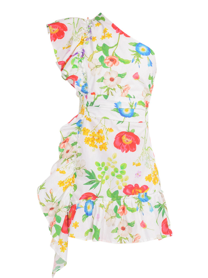 LALIBELA Antonietta Dress in White/Multi Floral Product Shot 

