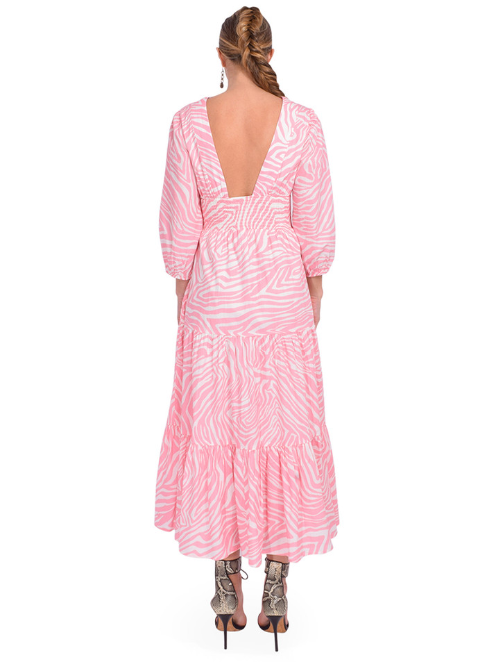 LOVE THE LABEL Elise Dress in Pink Zebra Alora Back View 