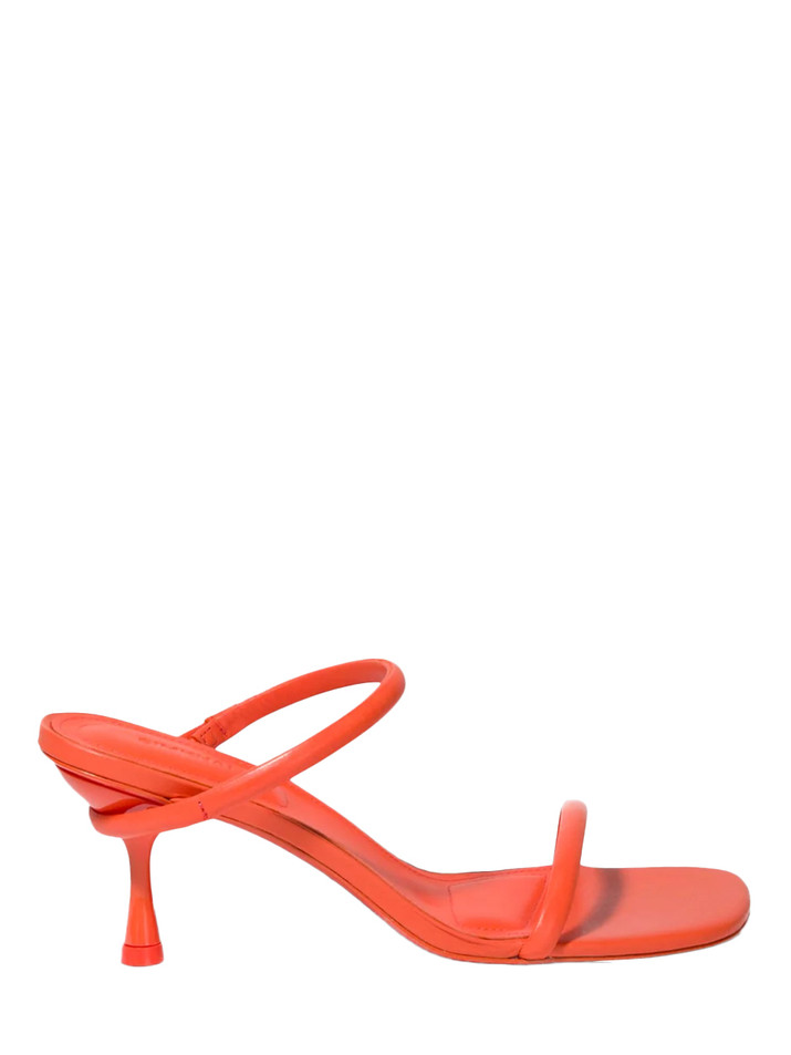 SIMKHAI Siren Low Leather Sandal in Flame Side View 