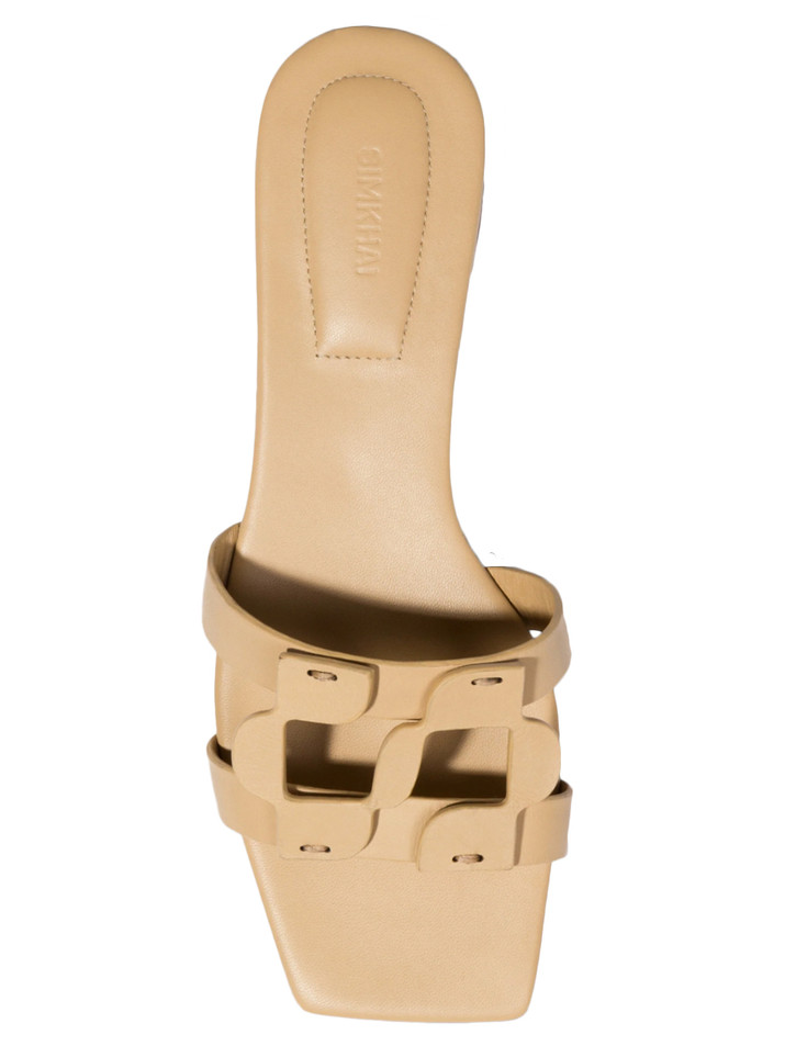 SIMKHAI Simkhai Monogram Flat Slide in Camel Top View 