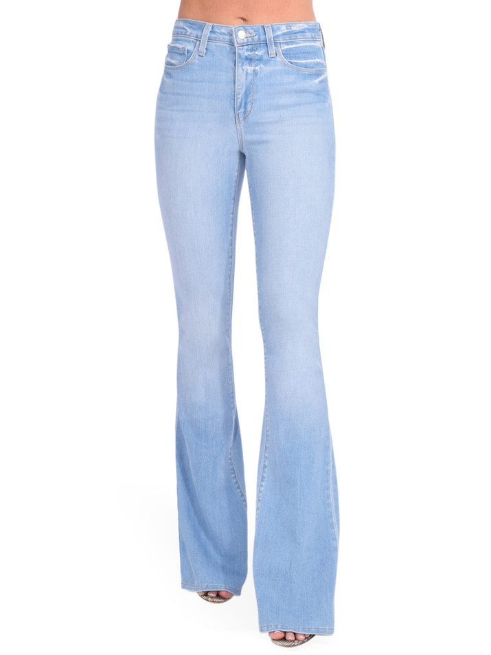 L'AGENCE Marty High Rise Flare Jeans in Bonham Blue Front view 
