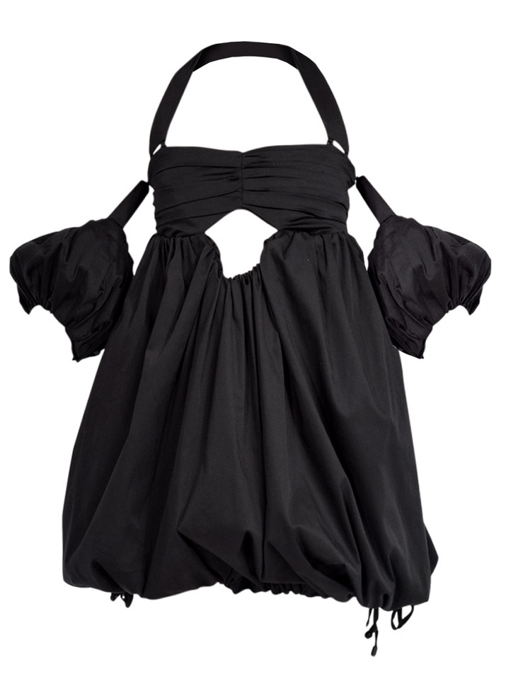 Jasmine Elaine Design Bubble Hem Babydoll Dress in Black Product Shot 