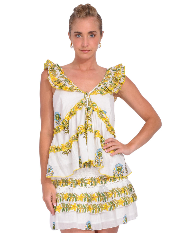 Love the Label Juniper Top in Lohdi Garden Print Front View 