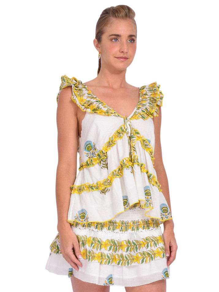 Love the Label Juniper Top in Lohdi Garden Print Side View 