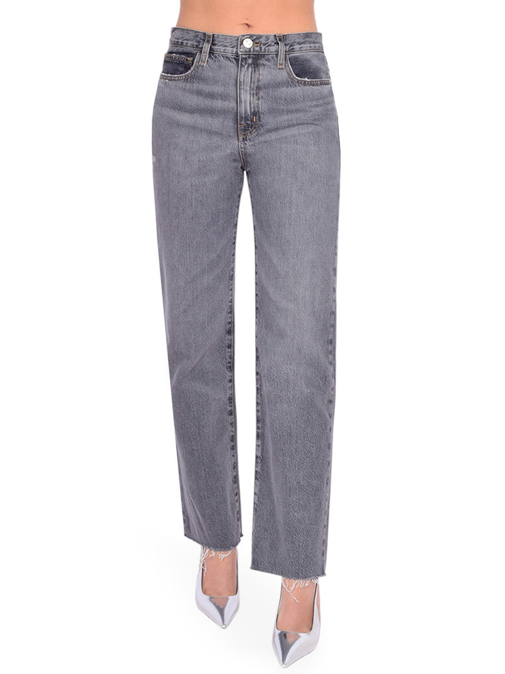 Frame Le Jane Ankle Raw Fray in Zurich Gray Front View 