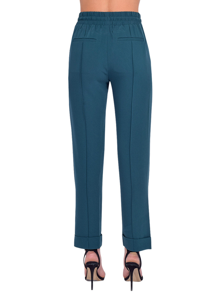 Cinq à Sept Everly Cuffed Ankle Pant In Teal Back View 
