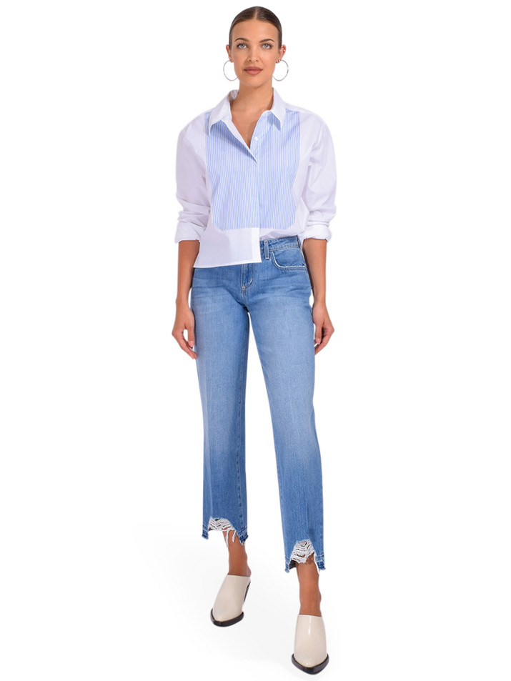 L'Agence Blaine Low-Rise Stovepipe Jean in Parker Full Outfit 
