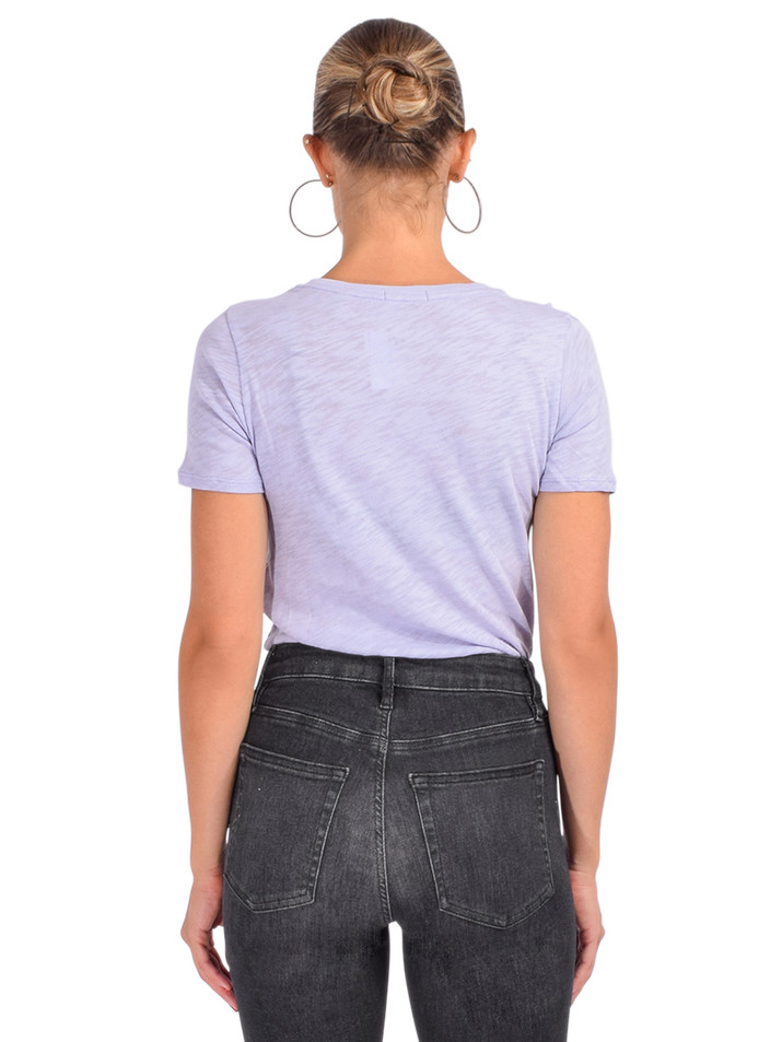 ATM Slub Jersey Classic Short Sleeve V-Neck Tee in Skyflower Back View  