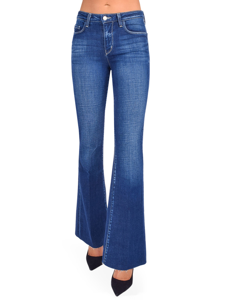 L'Agence Sera Sneaker Flare Jean in Beacon Front View 