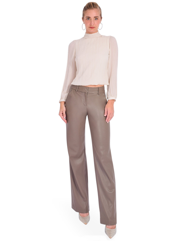 DREW Juliette Vegan Leather Pant Taupe Full Outfit 

