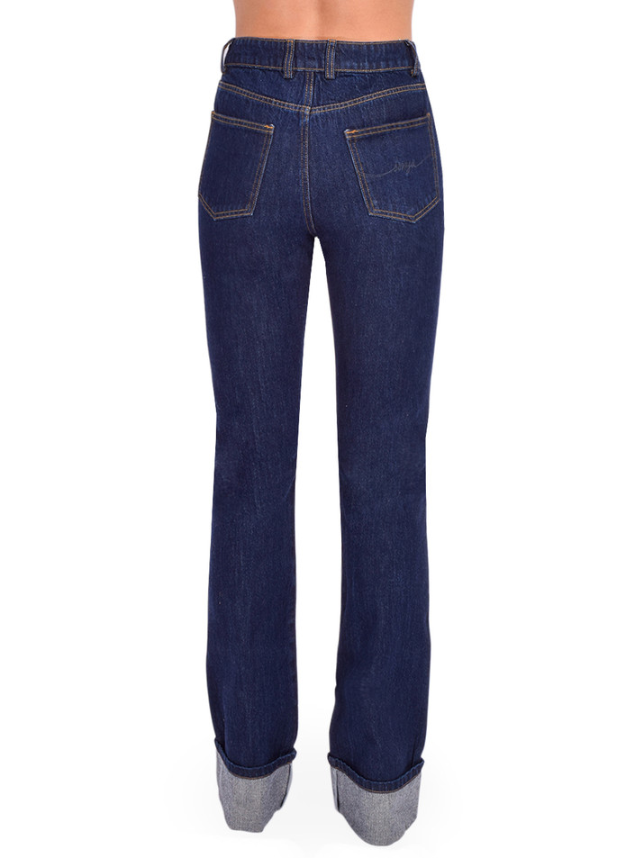 SER.O.YA Ashton High Rise Slim Flare Jean in Rinse Blue Back View 
