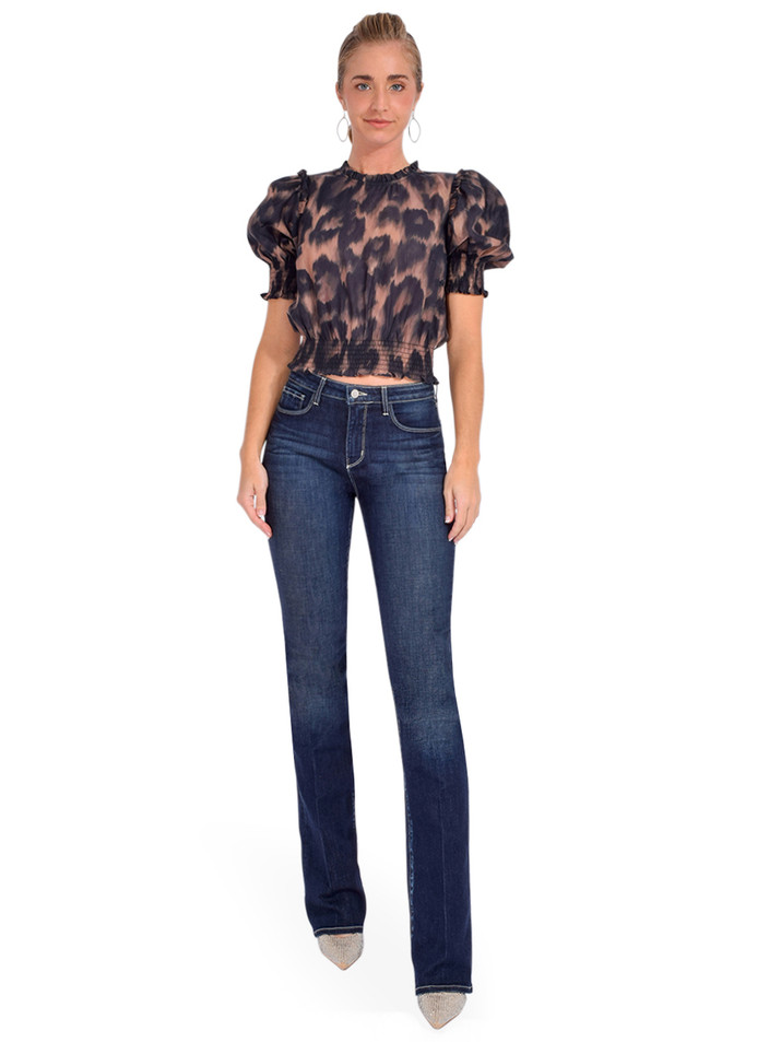 L'Agence Selma Bootcut Jean in Crest Blue Full Outfit 