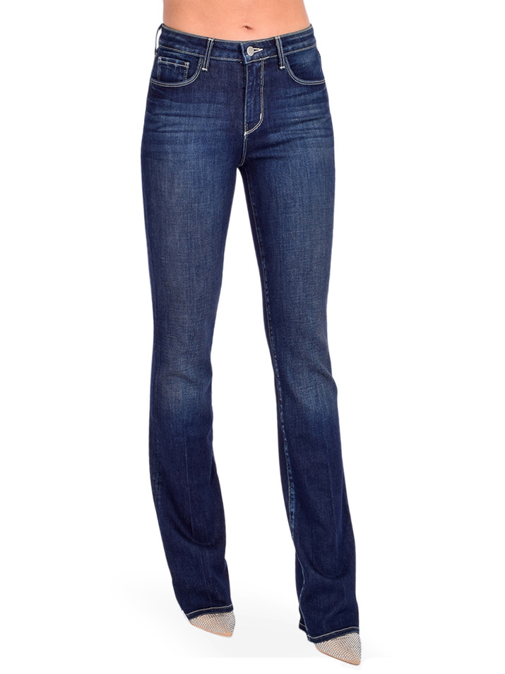 L'Agence Selma Bootcut Jean in Crest Blue Side View 