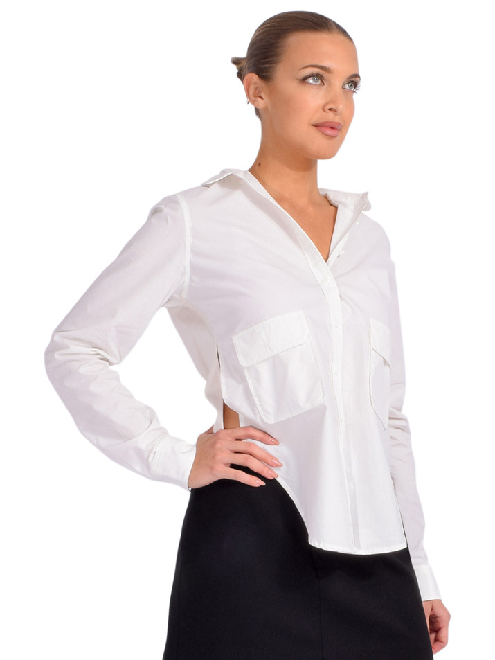 Mes Demoiselles Argentine Button Down Shirt in White Side View