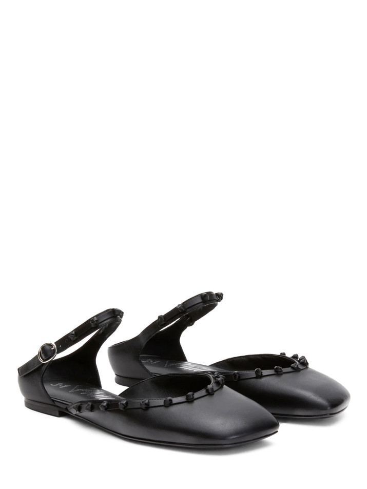 3.1 Phillip Lim ID Mary Jane Flat with Leather Craft in Black Front Side View 