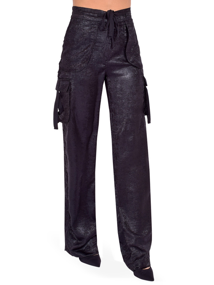 LE SUPERBE Glistening Santa Cruz Pant in Midnight Side View 