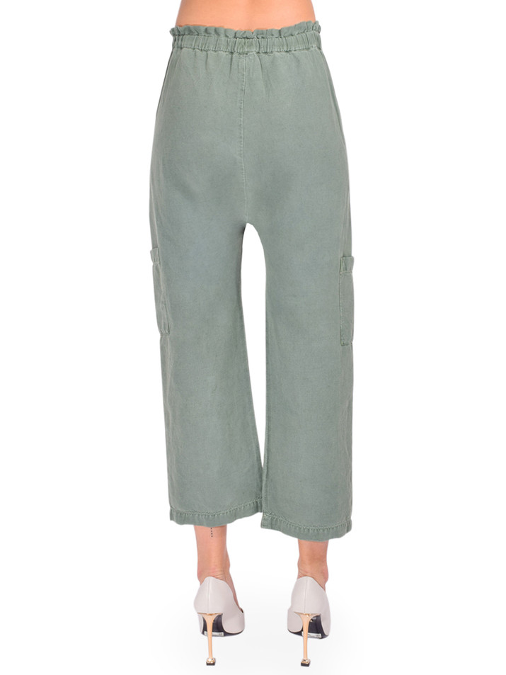 Essentiel Antwerp Shailey Paperbag Waist Pants in Sulphur Stone Back View