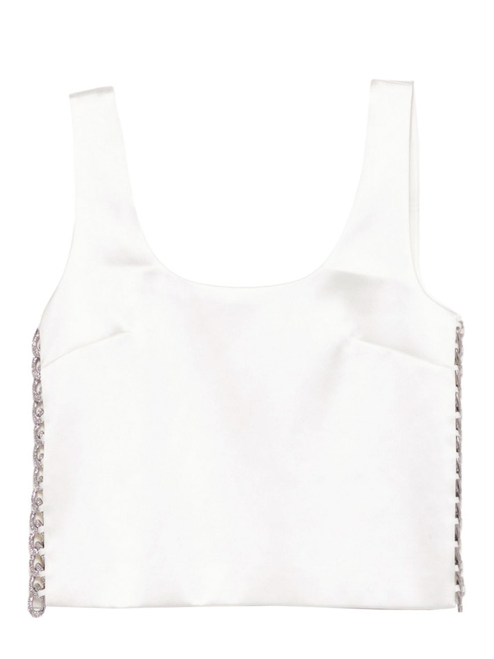 Self-Portrait White Bonded Satin Vest Product Shot 