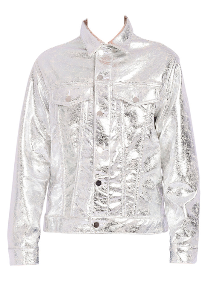 LE SUPERBE Heavy Metals Denim Jacket in Silver Product Shot 