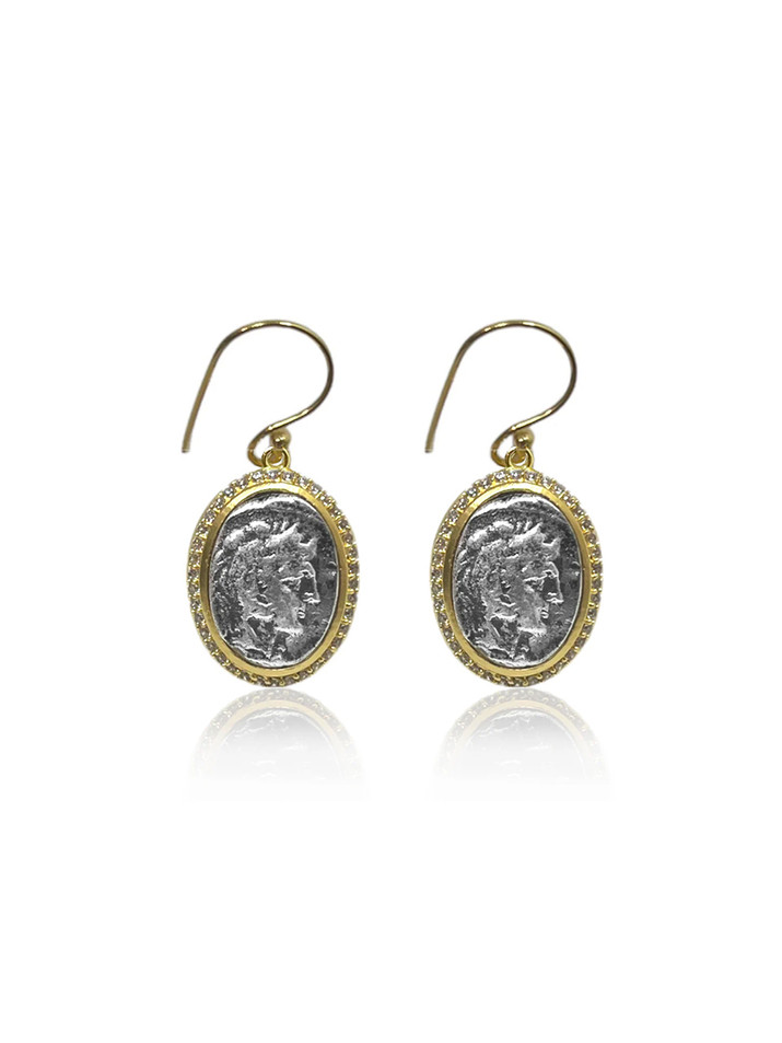TAT 2 DESIGNS Mixed Metal Moneta Coin Earring Product Shot 

