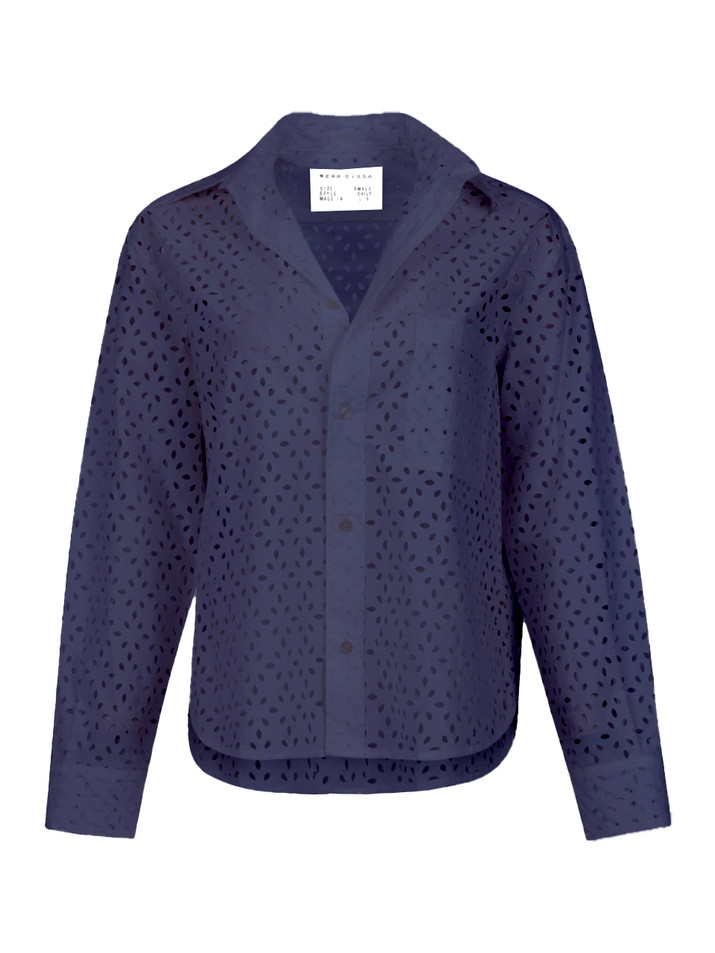 CISSA The DAILY Shirt in Navy Cotton Eyelet Product Shot 