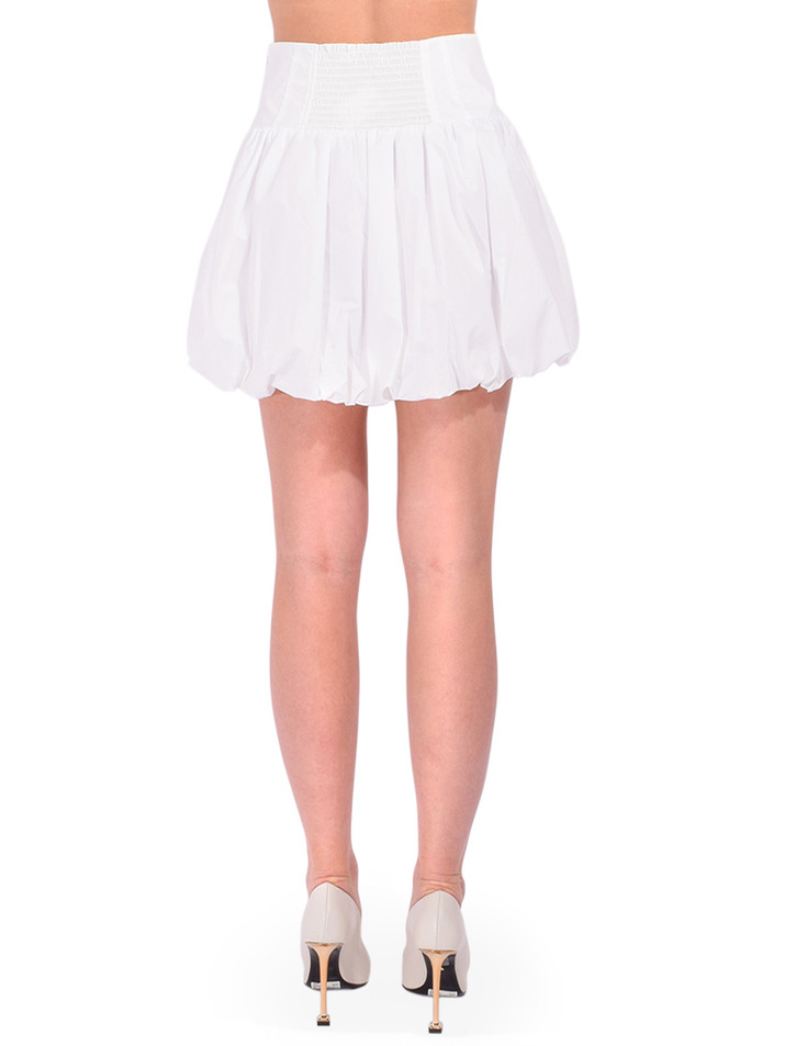 SIMKHAI Pippa Mini Bubble Skirt in White Back View 