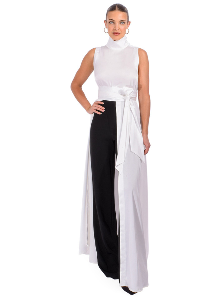 Alberto Audenino Nova Gilet Top with Sash Belt in White Front View 1