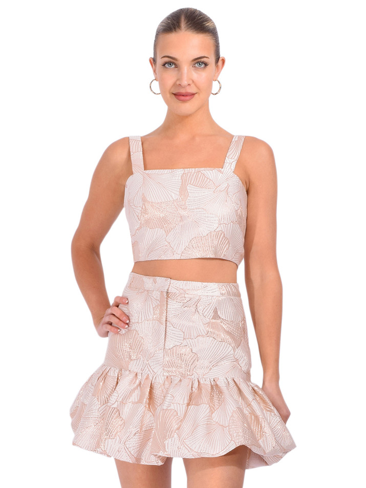 Gilner Farrar Vienna Top in Seychelles Brocade Front View 