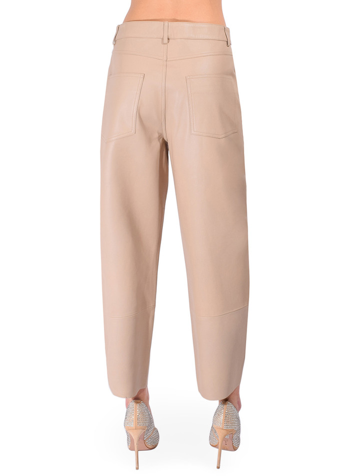 LAMARQUE Fenne Leather Tapered Pant in Beige Back View 
