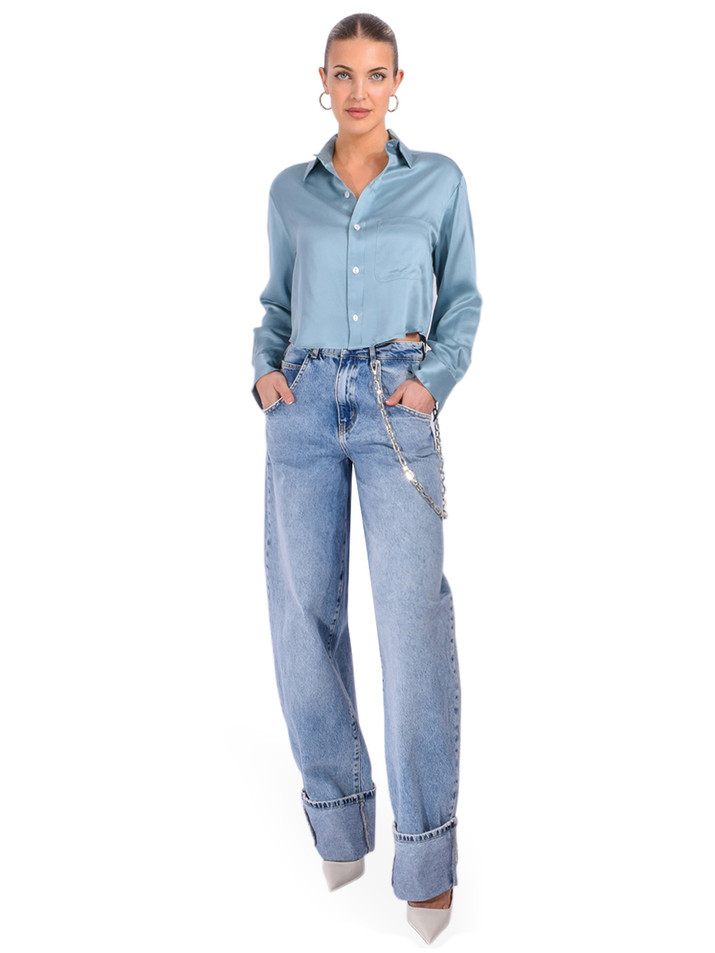 CISSA The Belle Sueded Silk Shirt in Ether Full Outfit 