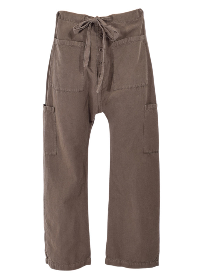 NSF Carlson Linen Cotton Tie Pant in Olive Product Shot 