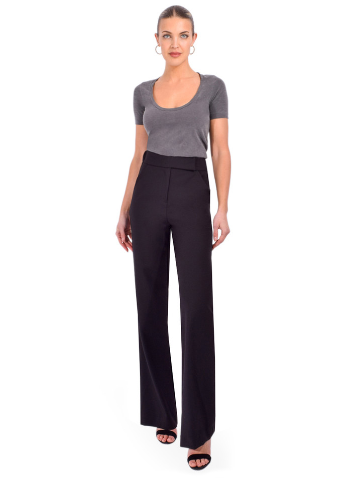 NSF Tally Slim Fit U-Neck Slub Jersey Tee in Faded Black Full Outfit 