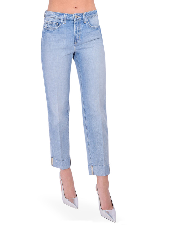 L'AGENCE Maribel Cuffed Straight-Leg Jean in Fontana Side View 
