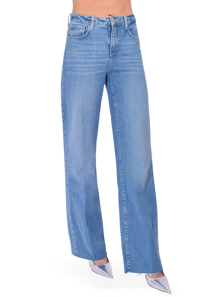 L'AGENCE Scottie Wide-Leg Jean in Calloway Blue Side View 