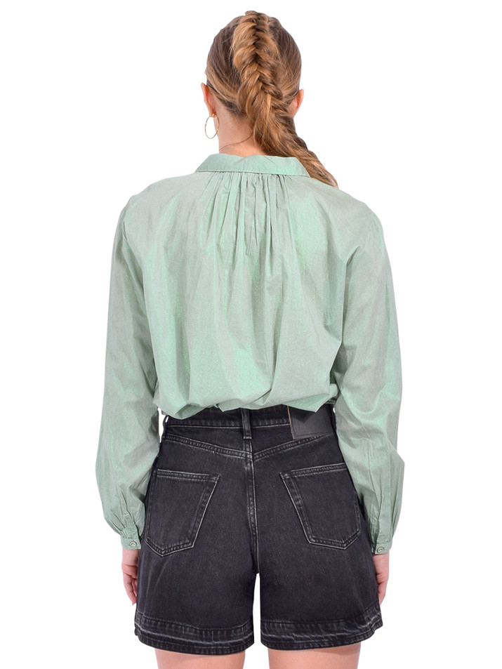 LEON & HARPER Cob Foil Shirt in Green Back View 