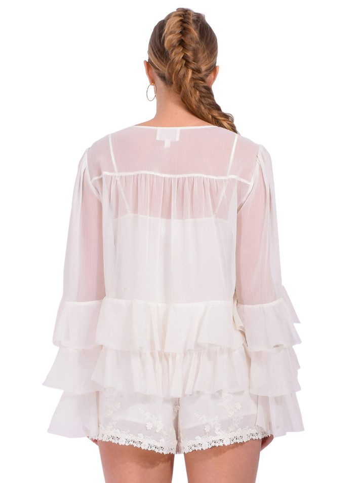 Cinq a Sept Steffina Top in Ivory Back View 