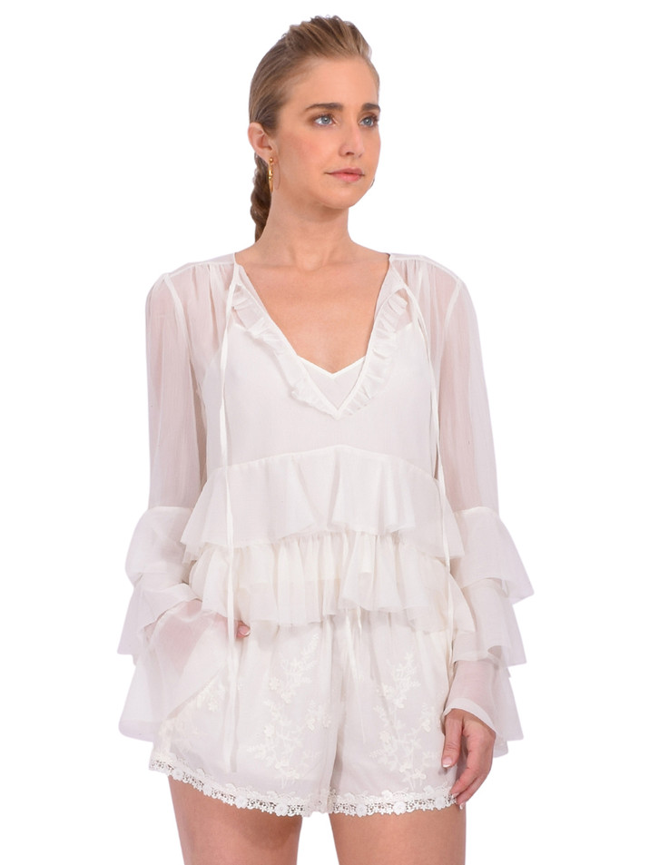Cinq a Sept Steffina Top in Ivory Side View 