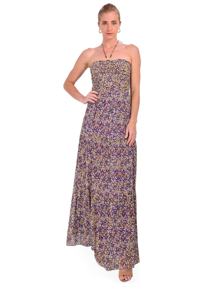 BA&SH Lorie Dress in Violet Multi Front View 2