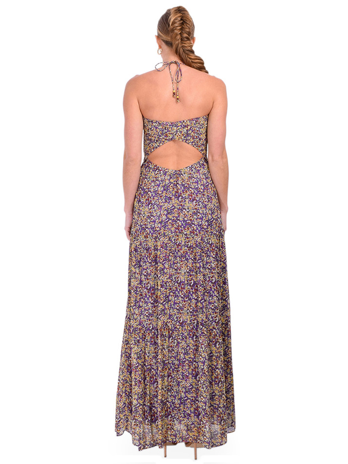BA&SH Lorie Dress in Violet Multi Back View 