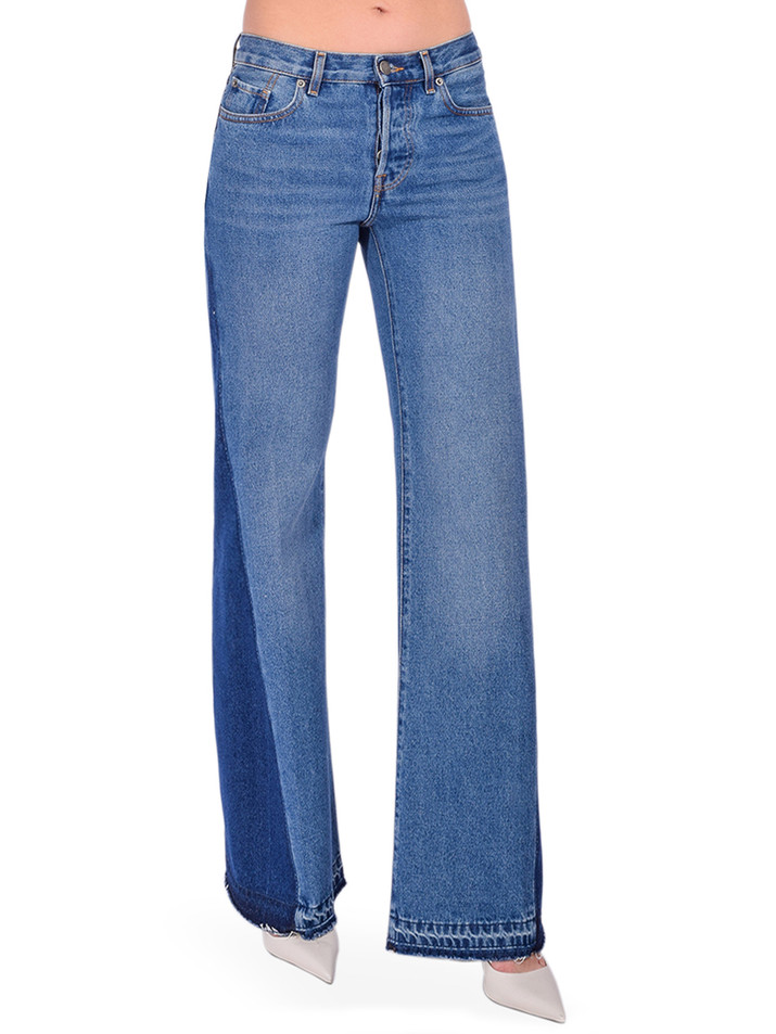 BA&SH Vadou Flared Jeans in Used Blue Side View 